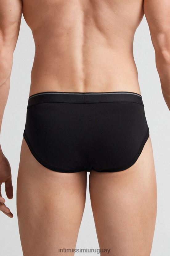 braguita de algodón supima con elástico visible Intimissimi hombres 7007-negro/gris carbón melange V806B8121 ropa interior