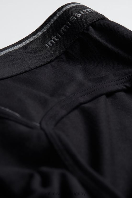 braguita de algodón supima con elástico visible Intimissimi hombres 7007-negro/gris carbón melange V806B8121 ropa interior