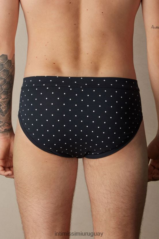 braguita de algodón supima elástico con lunares Intimissimi hombres 049j-estampado lunares azul medianoche V806B867 ropa interior