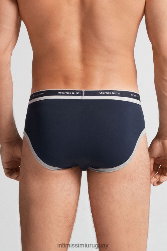 braguita de algodón supima fresco natural con logo Intimissimi hombres 320j-azul medianoche/gris claro melange V806B826 ropa interior