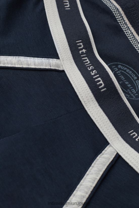 braguita de algodón supima fresco natural con logo Intimissimi hombres 320j-azul medianoche/gris claro melange V806B826 ropa interior