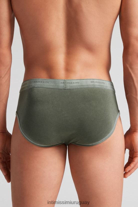 braguita de algodón supima fresco natural con logo Intimissimi hombres 393j-verde bosque del V806B88 ropa interior