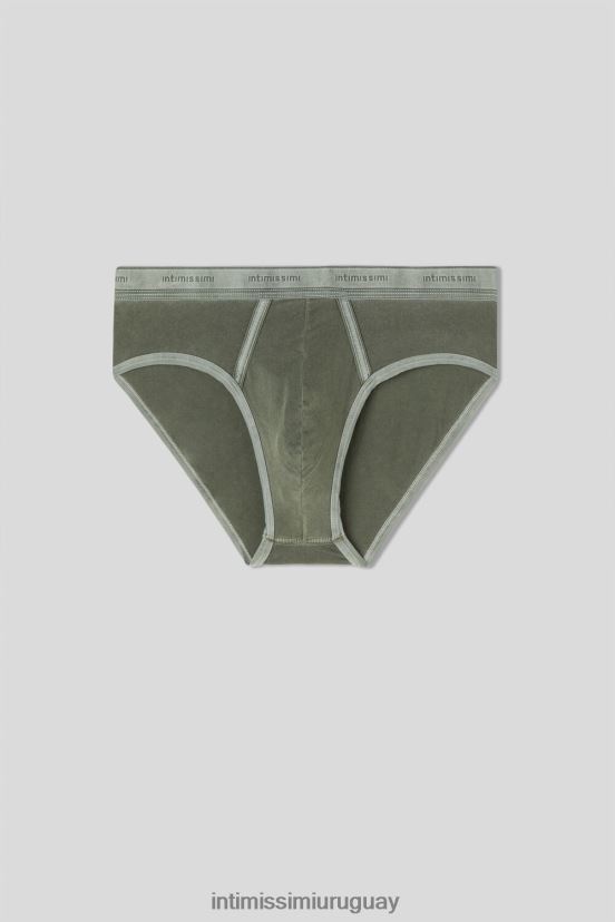 braguita de algodón supima fresco natural con logo Intimissimi hombres 393j-verde bosque del V806B88 ropa interior