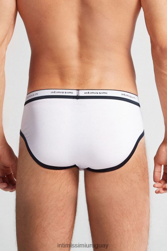 braguita de algodón supima fresco natural con logo Intimissimi hombres 6986-blanco/azul V806B823 ropa interior