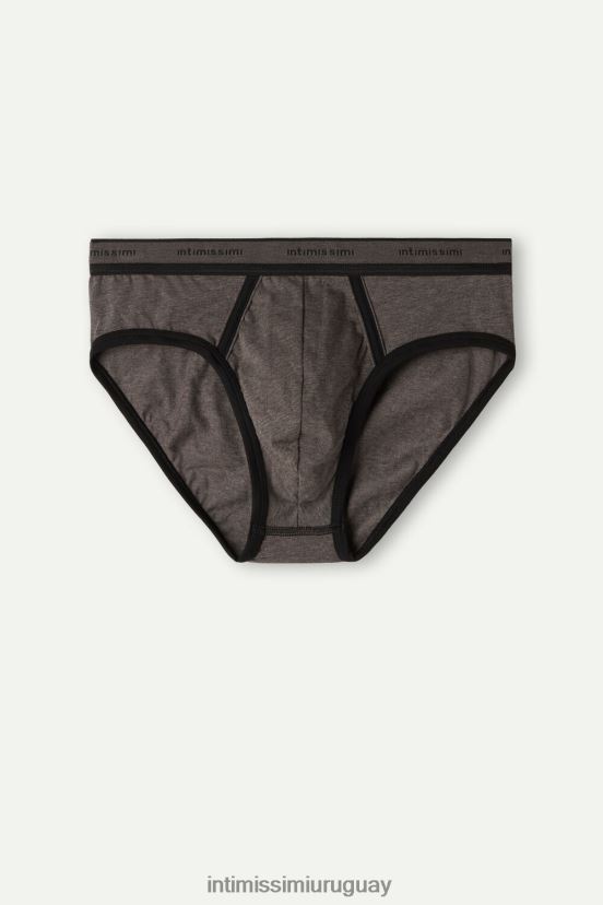 calzoncillos de algodón supima elástico con detalle de logo Intimissimi hombres 128j-marrón melange/negro V806B861 ropa interior