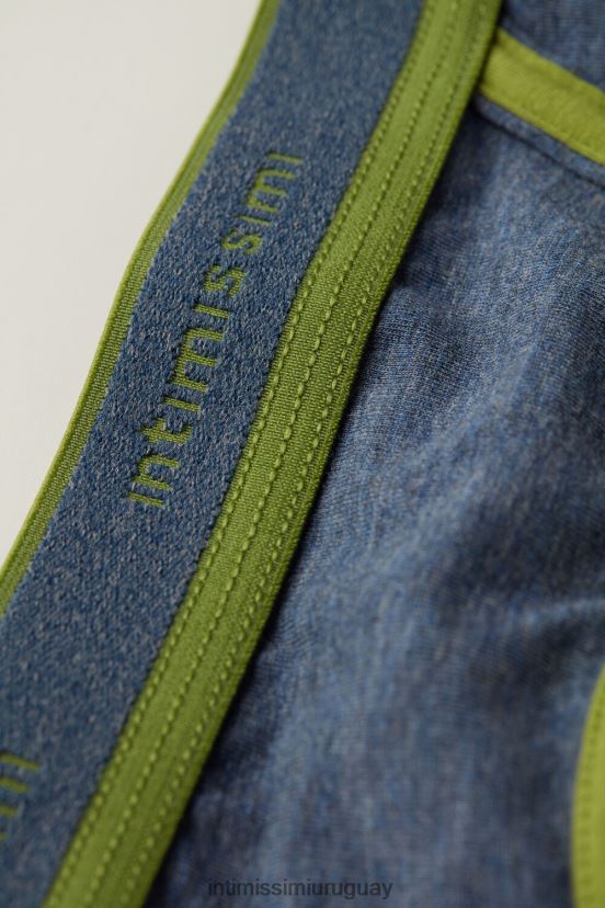 calzoncillos de algodón supima elástico con detalle de logo Intimissimi hombres 129j-denim azul jaspeado/verde V806B859 ropa interior