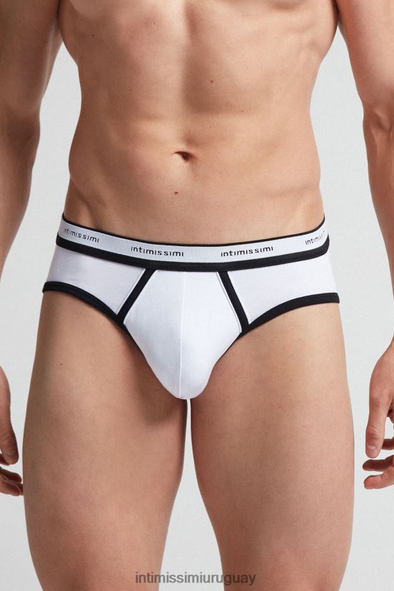 calzoncillos de algodón supima elástico con detalle de logo Intimissimi hombres 143i-negro/blanco V806B892 ropa interior