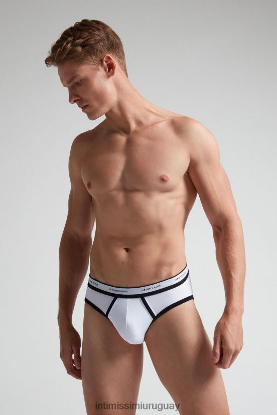 calzoncillos de algodón supima elástico con detalle de logo Intimissimi hombres 143i-negro/blanco V806B892 ropa interior