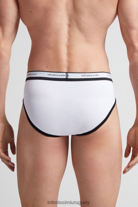 calzoncillos de algodón supima elástico con detalle de logo Intimissimi hombres 143i-negro/blanco V806B892 ropa interior