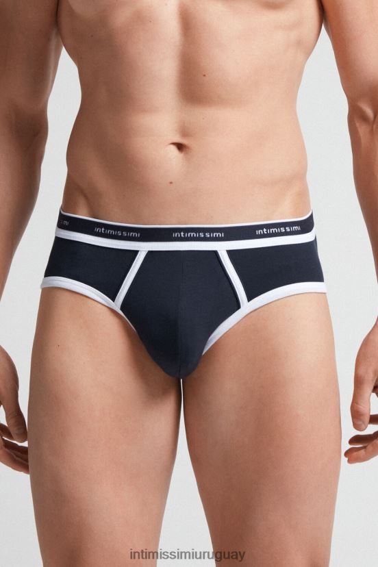 calzoncillos de algodón supima elástico con detalle de logo Intimissimi hombres 3481-azul medianoche/blanco V806B8107 ropa interior