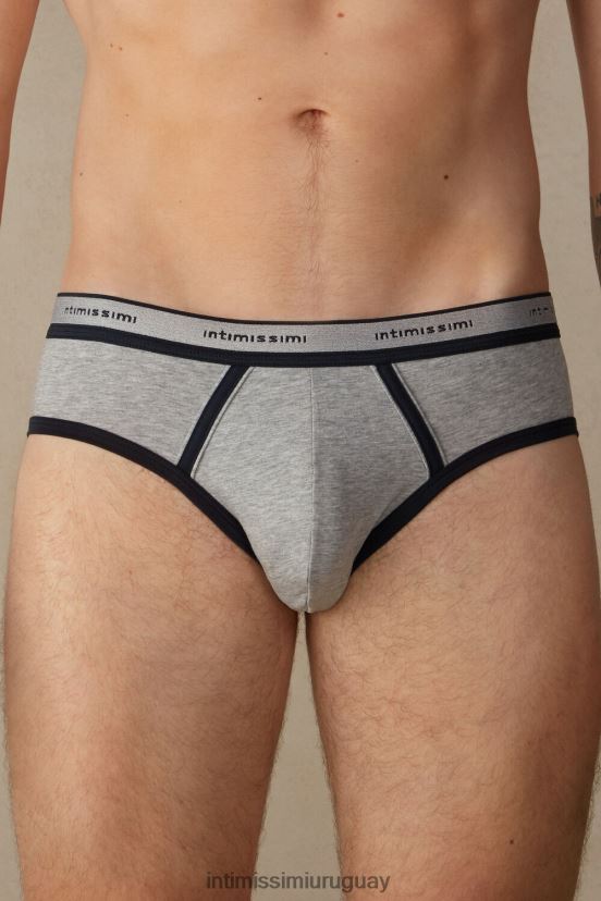 calzoncillos de algodón supima elástico con detalle de logo Intimissimi hombres 387i-mezcla gris claro / azul medianoche V806B8111 ropa interior