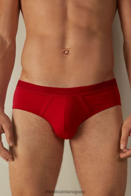 calzoncillos de algodón supima elástico con detalle de logo Intimissimi hombres 5222-rojo intenso/rojo V806B899 ropa interior
