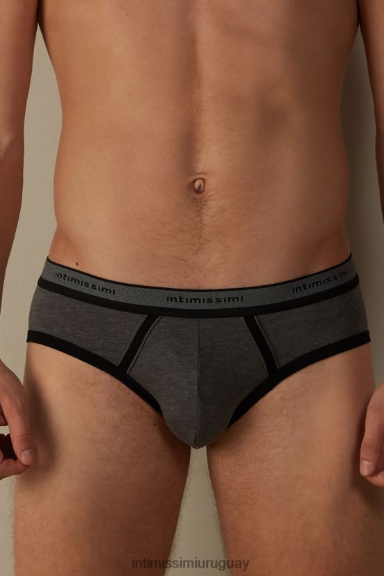 calzoncillos de algodón supima elástico con detalle de logo Intimissimi hombres 543i-mezcla gris grafito/negro V806B885 ropa interior
