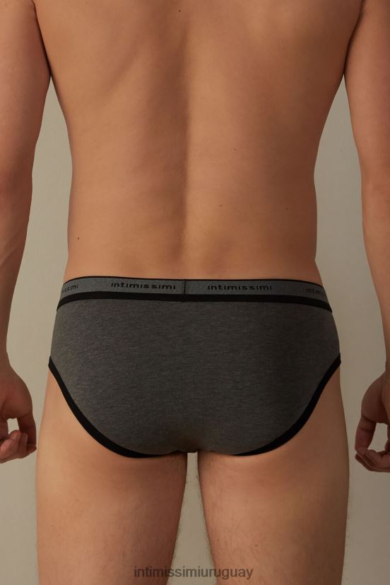 calzoncillos de algodón supima elástico con detalle de logo Intimissimi hombres 543i-mezcla gris grafito/negro V806B885 ropa interior