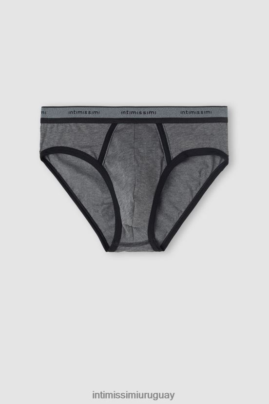 calzoncillos de algodón supima elástico con detalle de logo Intimissimi hombres 543i-mezcla gris grafito/negro V806B885 ropa interior