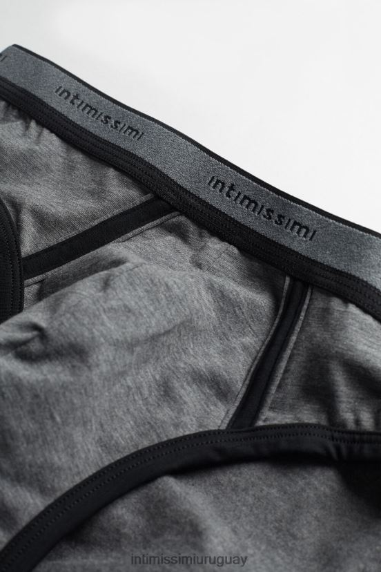 calzoncillos de algodón supima elástico con detalle de logo Intimissimi hombres 543i-mezcla gris grafito/negro V806B885 ropa interior