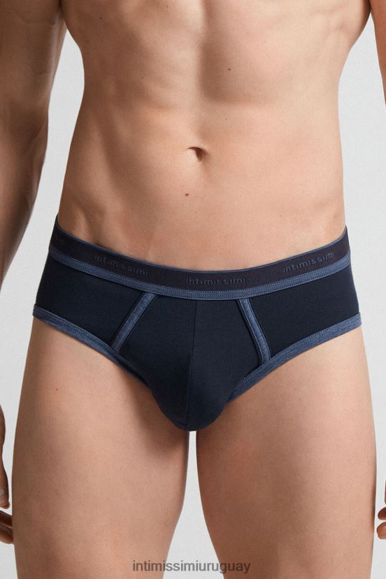 calzoncillos de algodón supima elástico con detalle de logo Intimissimi hombres 844i-mezcla azul medianoche/azul denim V806B887 ropa interior