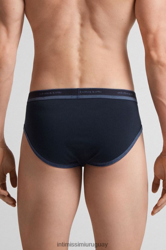 calzoncillos de algodón supima elástico con detalle de logo Intimissimi hombres 844i-mezcla azul medianoche/azul denim V806B887 ropa interior