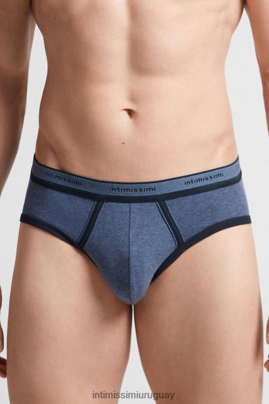 calzoncillos de algodón supima elástico con detalle de logo Intimissimi hombres 845i-mezcla azul denim/azul medianoche V806B886 ropa interior
