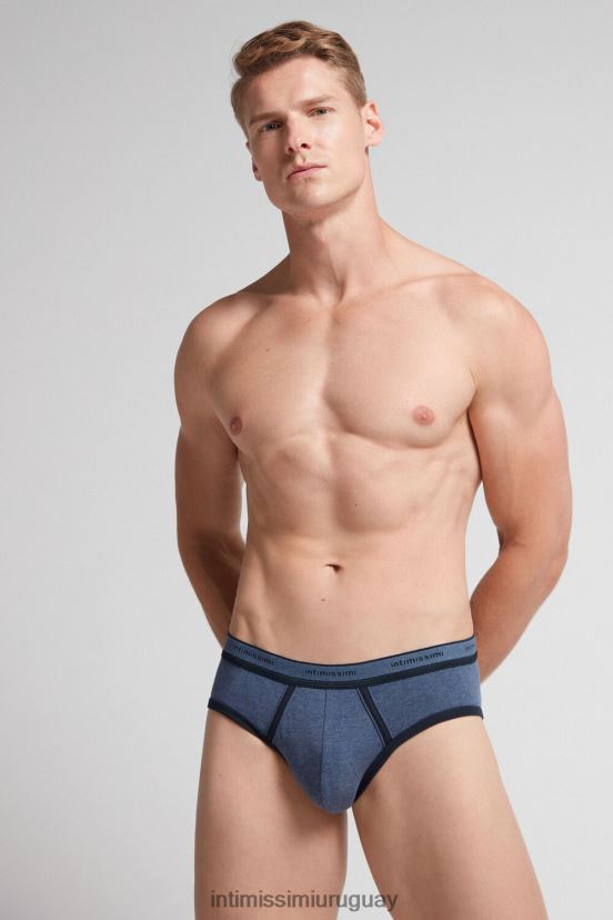 calzoncillos de algodón supima elástico con detalle de logo Intimissimi hombres 845i-mezcla azul denim/azul medianoche V806B886 ropa interior