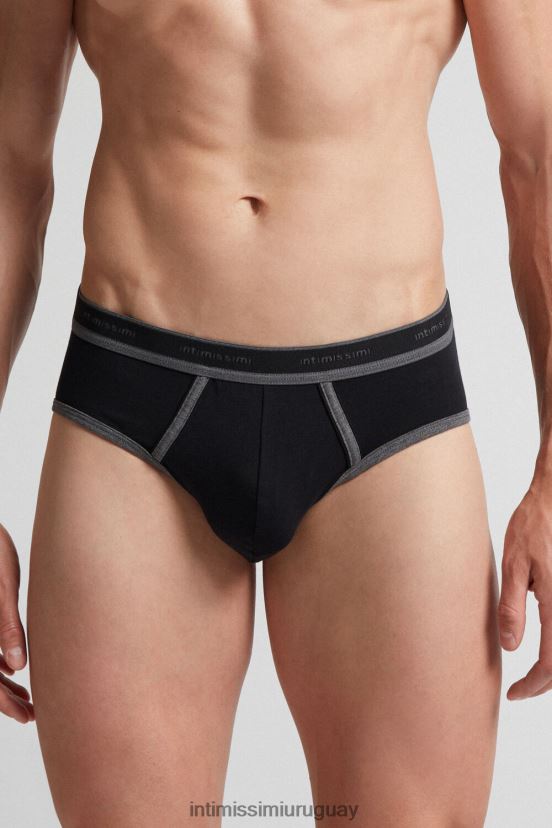 calzoncillos de algodón supima elástico con detalle de logo Intimissimi hombres Mezcla 385i-negro/grafito V806B8112 ropa interior
