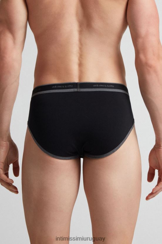 calzoncillos de algodón supima elástico con detalle de logo Intimissimi hombres Mezcla 385i-negro/grafito V806B8112 ropa interior