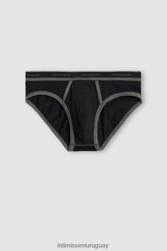 calzoncillos de algodón supima elástico con detalle de logo Intimissimi hombres Mezcla 385i-negro/grafito V806B8112 ropa interior