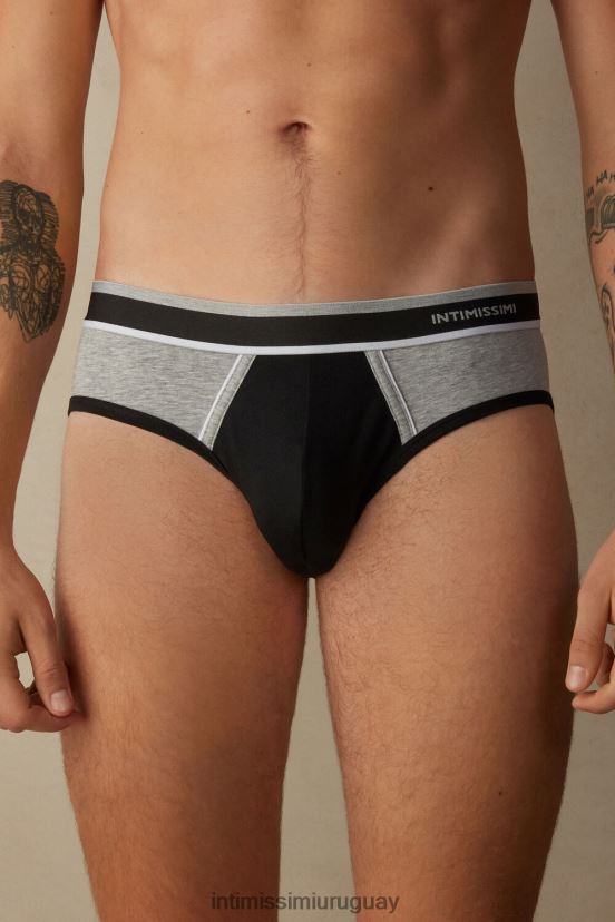 calzoncillos de algodón supima elástico de dos tonos Intimissimi hombres 539i-mezcla negro/gris claro V806B8106 ropa interior