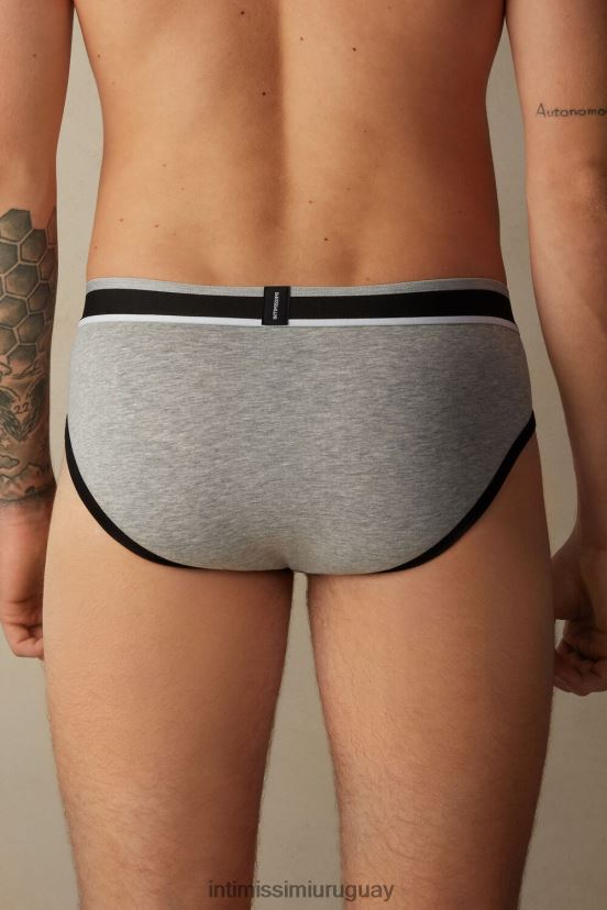 calzoncillos de algodón supima elástico de dos tonos Intimissimi hombres 539i-mezcla negro/gris claro V806B8106 ropa interior