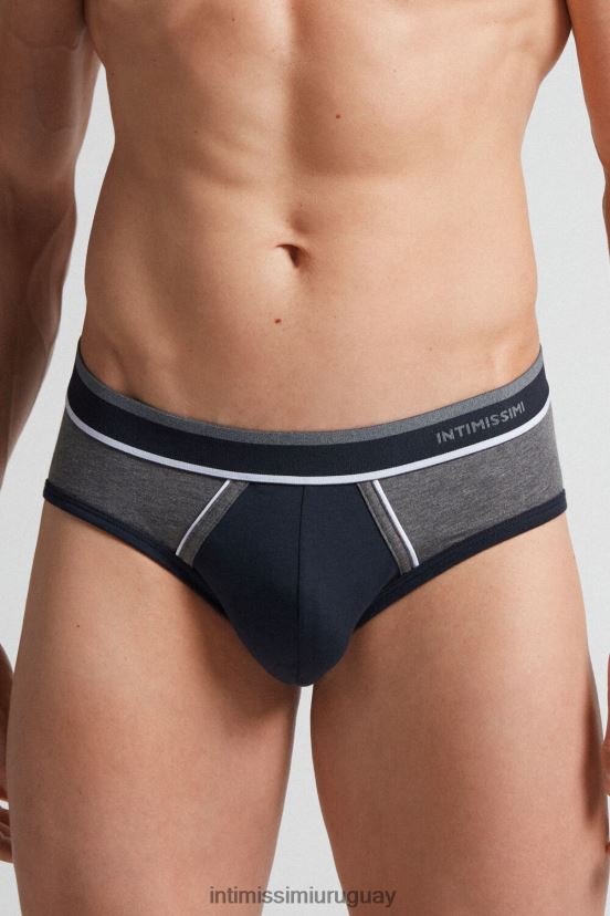 calzoncillos de algodón supima elástico de dos tonos Intimissimi hombres 541i-mezcla azul medianoche/gris grafito V806B8104 ropa interior