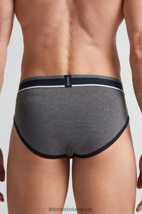 calzoncillos de algodón supima elástico de dos tonos Intimissimi hombres 541i-mezcla azul medianoche/gris grafito V806B8104 ropa interior