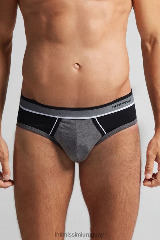calzoncillos de algodón supima elástico de dos tonos Intimissimi hombres 543i-mezcla gris grafito/negro V806B8109 ropa interior