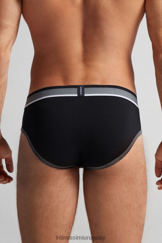 calzoncillos de algodón supima elástico de dos tonos Intimissimi hombres 543i-mezcla gris grafito/negro V806B8109 ropa interior
