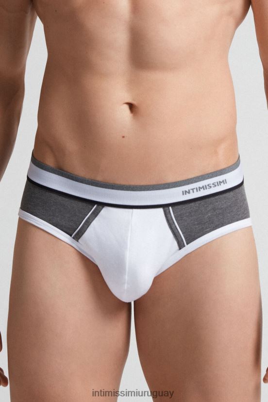calzoncillos de algodón supima elástico de dos tonos Intimissimi hombres Mezcla 384i-blanco/grafito V806B8102 ropa interior