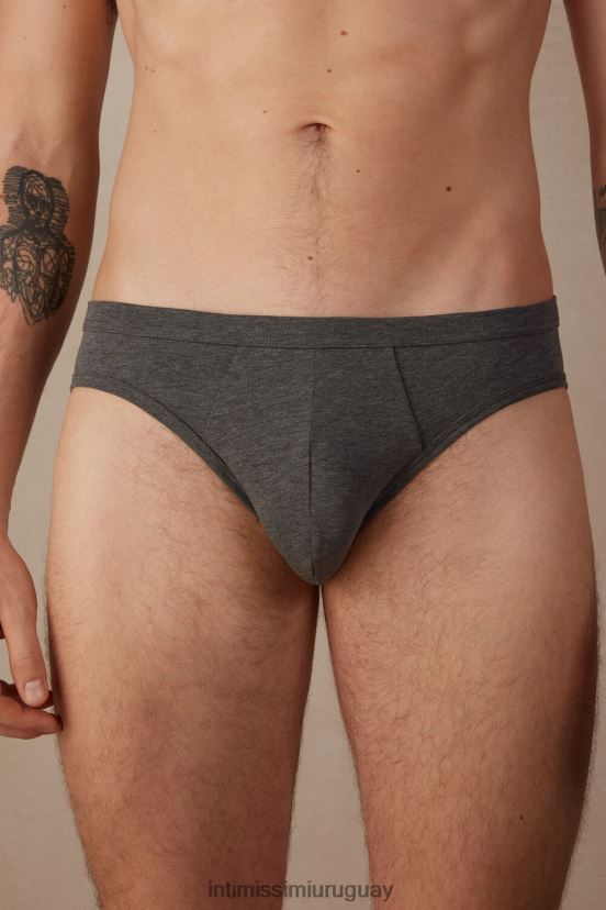 calzoncillos de algodón supima elástico de talle bajo Intimissimi hombres 5227-gris carbón melange V806B853 ropa interior