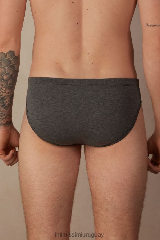 calzoncillos de algodón supima elástico de talle bajo Intimissimi hombres 5227-gris carbón melange V806B853 ropa interior