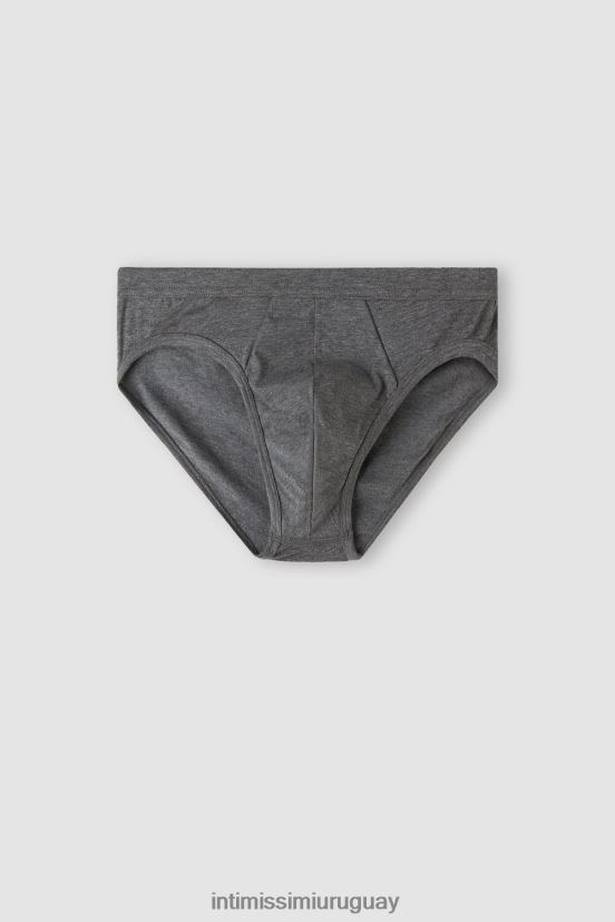 calzoncillos de algodón supima elástico de talle bajo Intimissimi hombres 5227-gris carbón melange V806B853 ropa interior
