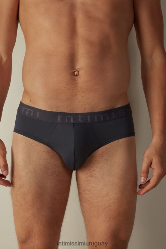calzoncillos de microfibra con detalle de logo Intimissimi hombres 9963-gris hollín V806B8131 ropa interior