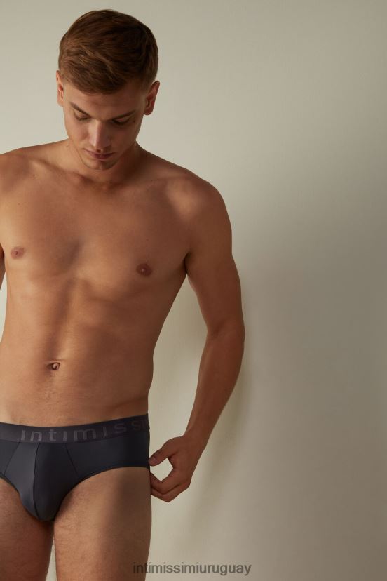 calzoncillos de microfibra con detalle de logo Intimissimi hombres 9963-gris hollín V806B8131 ropa interior