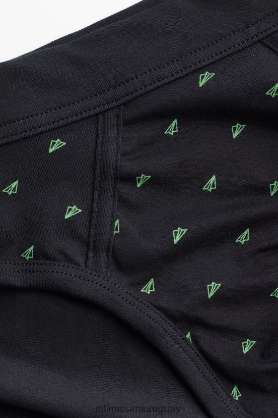 calzoncillos planos de papel de algodón supima elástico Intimissimi hombres 194j-papel plano-impresión negro V806B835 ropa interior