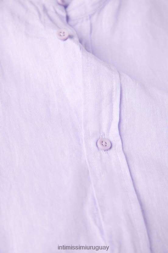 camisa con cuello mao de lino y algodón Intimissimi hombres 294j-lila V806B8156 vestir