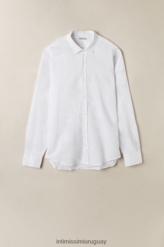 camisa de lino y algodón Intimissimi hombres 001-blanco V806B8210 vestir