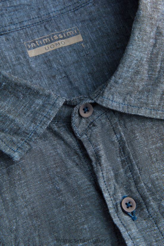 camisa de lino y algodón Intimissimi hombres 288j-azul petróleo V806B8165 vestir