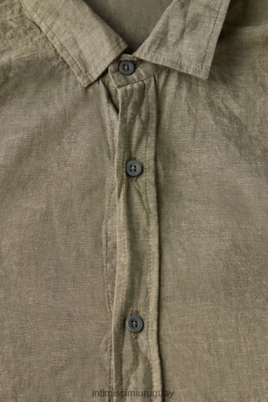 camisa de lino y algodón Intimissimi hombres 289j-verde militar V806B8163 vestir