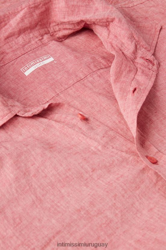 camisa de lino y algodón Intimissimi hombres 290j-rosa oscuro V806B8159 vestir