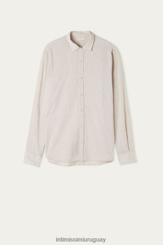 camisa de lino y algodón Intimissimi hombres 917i-lino blanco V806B8209 vestir