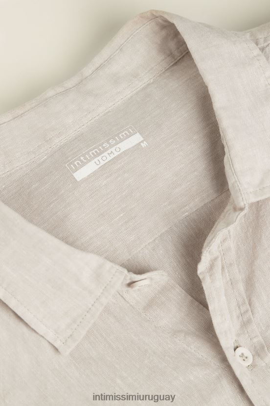 camisa de lino y algodón Intimissimi hombres 917i-lino blanco V806B8209 vestir