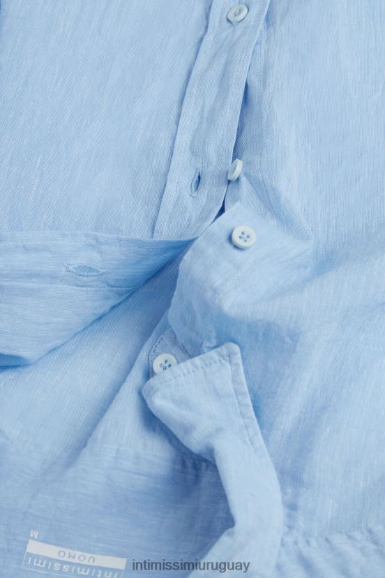 camisa de lino y algodón Intimissimi hombres 979i-azul claro V806B8167 vestir