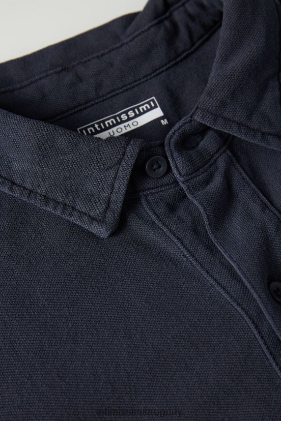 camisa de piqué de algodón colección lavada Intimissimi hombres 043j-azul lavado V806B8204 vestir
