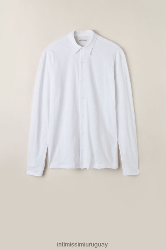 camisa flameada de algodón de manga larga Intimissimi hombres 001-blanco V806B8214 vestir